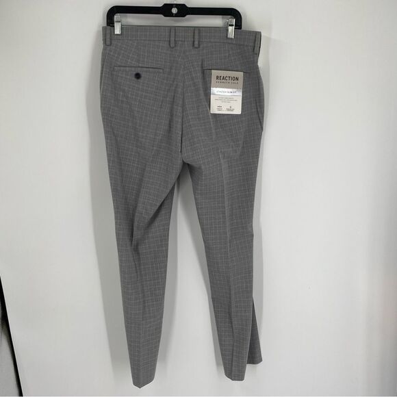 Kenneth Cole Premium Flex Gray Plaid Trousers Stretch Slim Fit size 33 x 30 - Picture 4 of 5